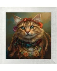 Poster mit Motiv 'Hippie Cat 2'