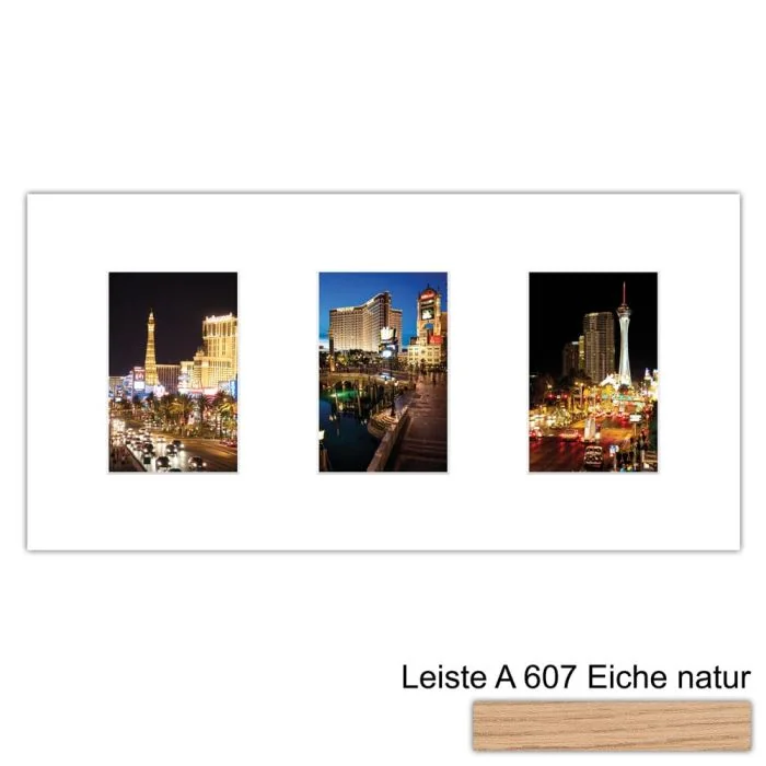 Galerierahmen Design 4201, 25x50, 3 Ausschnitte 10x15 braun-eiche-natur