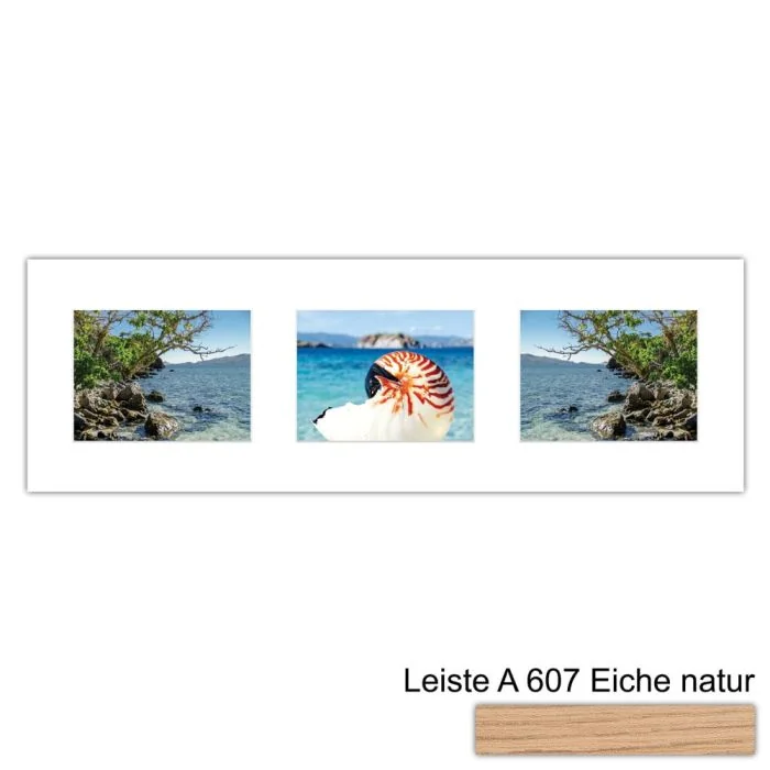 Galerierahmen Design 4221, 25x77, 3 Ausschnitte 15x20 braun-eiche-natur