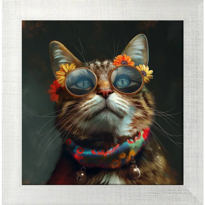 Poster mit Motiv 'Hippie Cat 1'